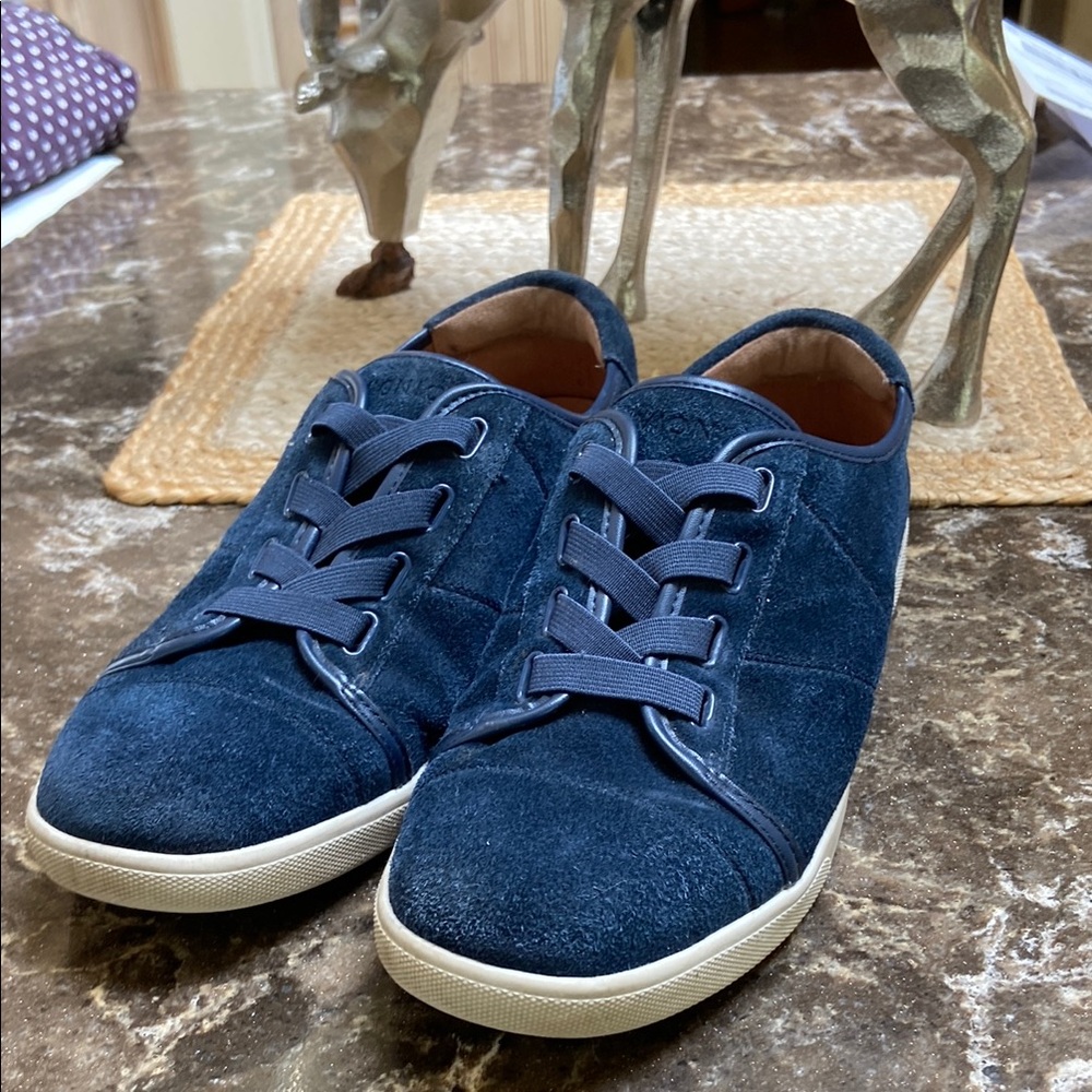 Vionic Blue Suede Sneakers with Lace-Up Design